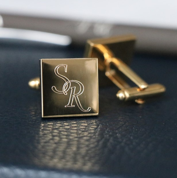 cufflinks with engraved initials